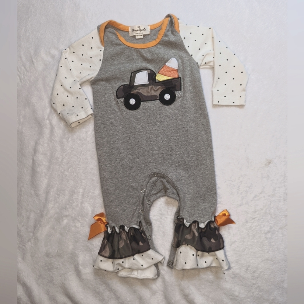 Marie Nicole Ruffled Romper - Camo - Sz 6-12M